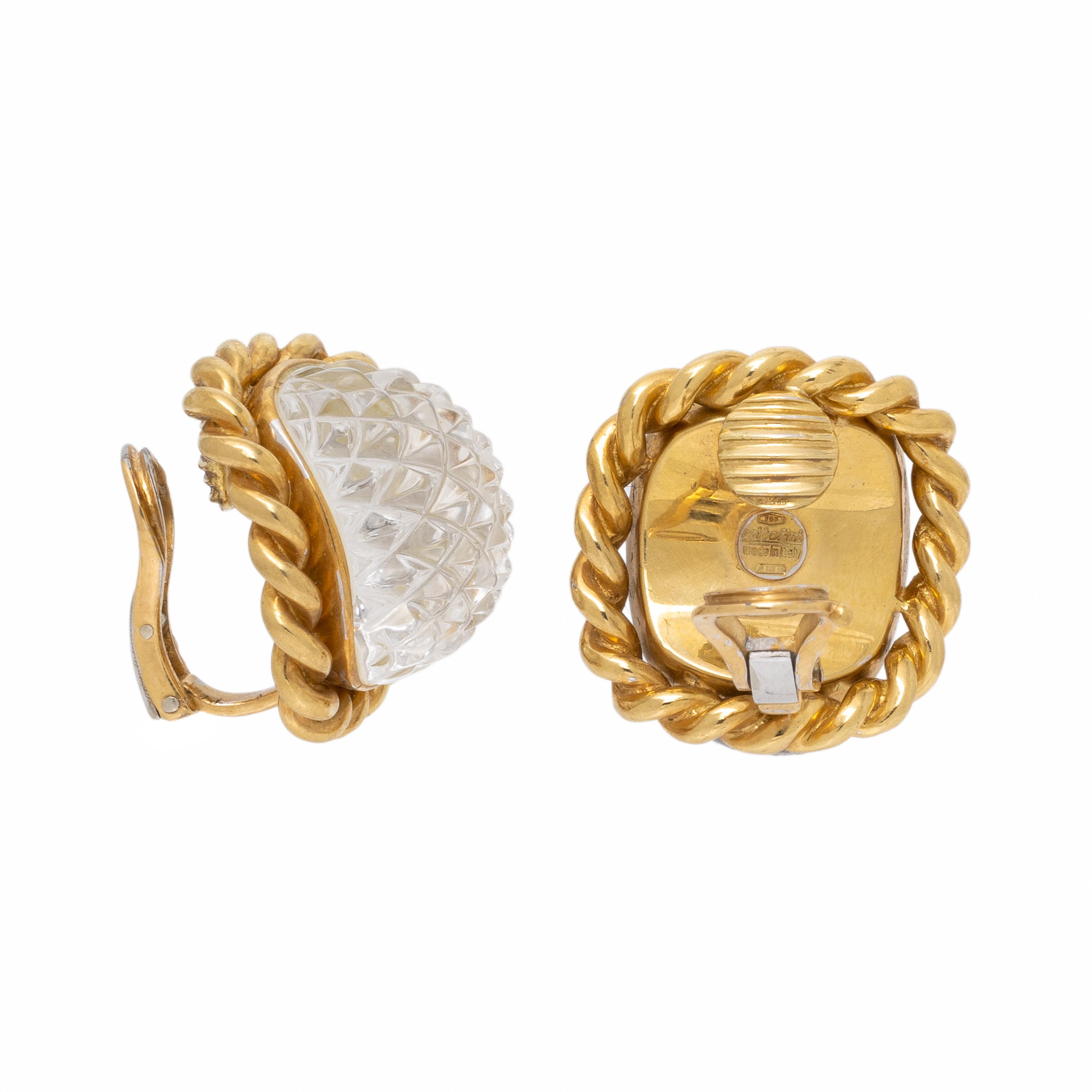 Sabbadini, Carved Rock Crystal and Yellow Gold Ring and Earrings