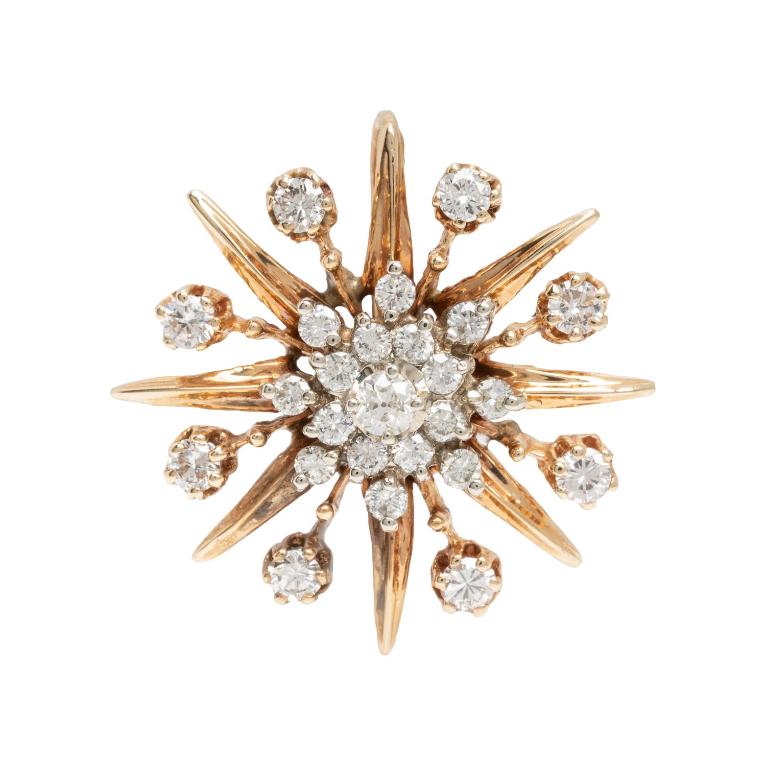DIAMOND AND YELLOW GOLD STARBURST PENDANT