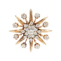 DIAMOND AND YELLOW GOLD STARBURST PENDANT