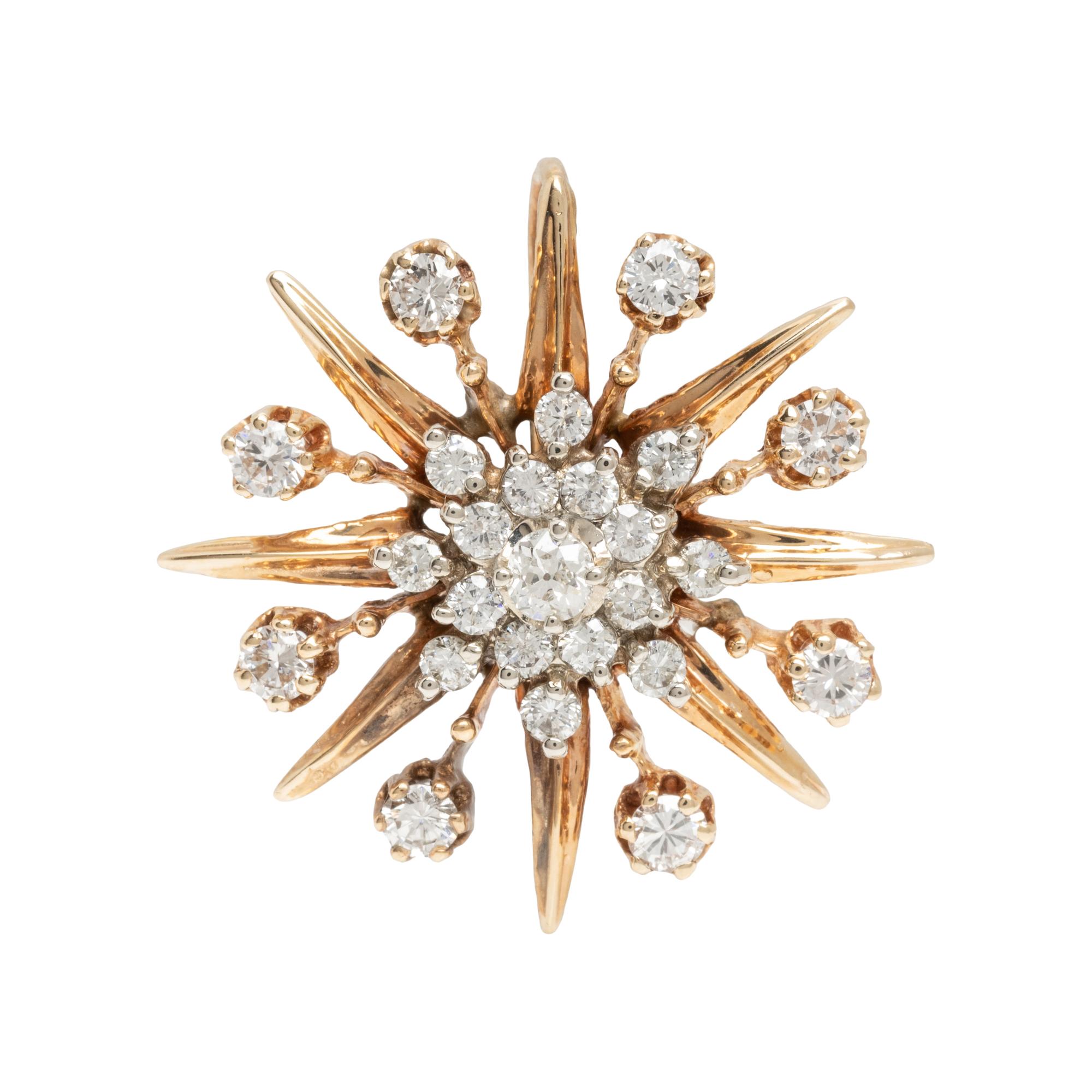 DIAMOND AND YELLOW GOLD STARBURST PENDANT