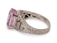 A White Gold, Kunzite and Diamond Ring,