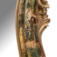 A Venetian Rococo Style Polychrome Painted and Parcel Gilt Mirror