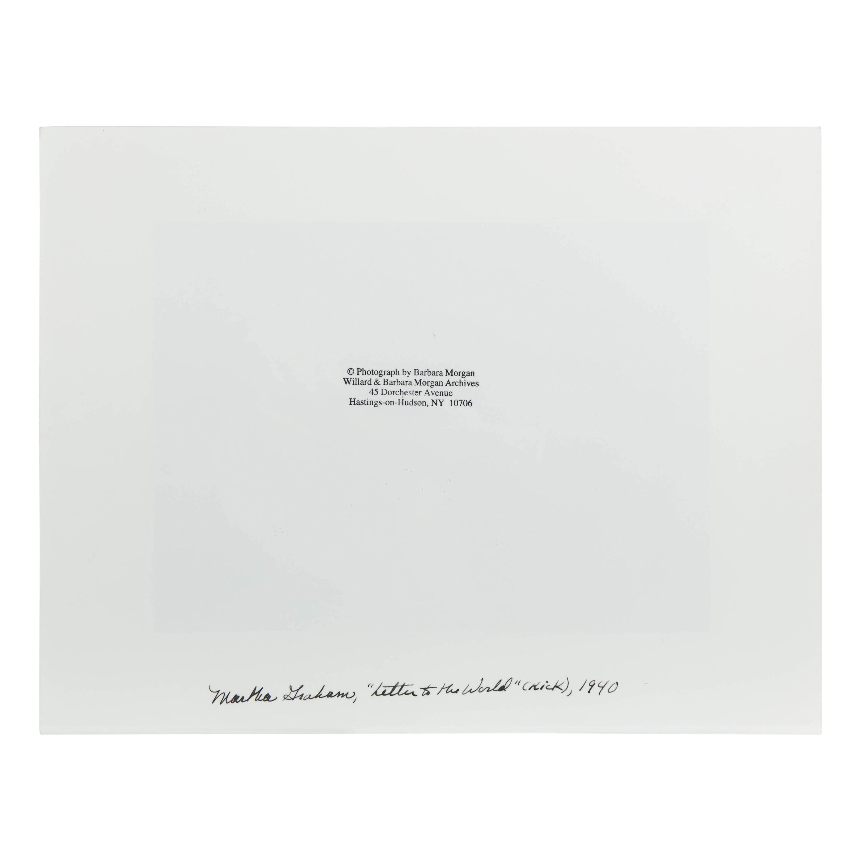 Barbara Morgan (American, 1900–1992) — Martha Graham-Letter to the World (Kick), 1940; printed later