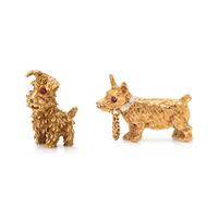 TIFFANY & CO., YELLOW GOLD DOG BROOCH