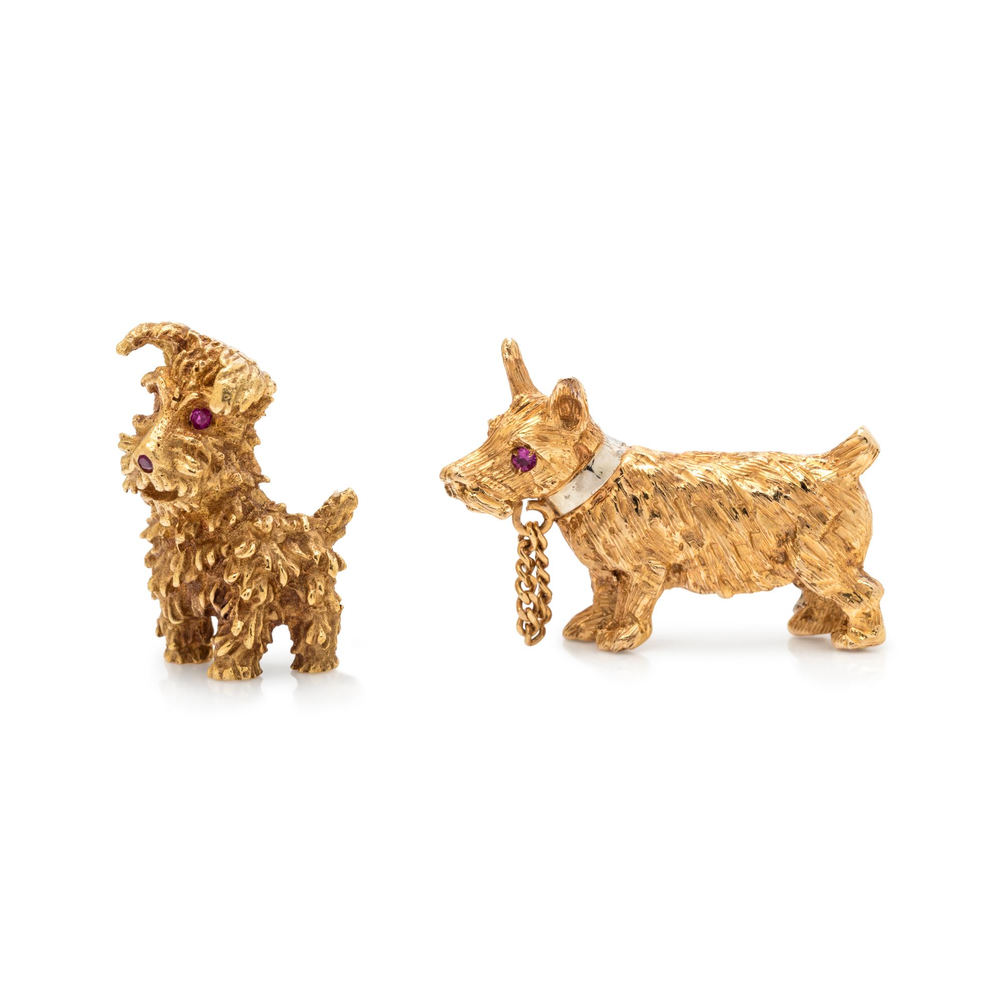 TIFFANY & CO., YELLOW GOLD DOG BROOCH