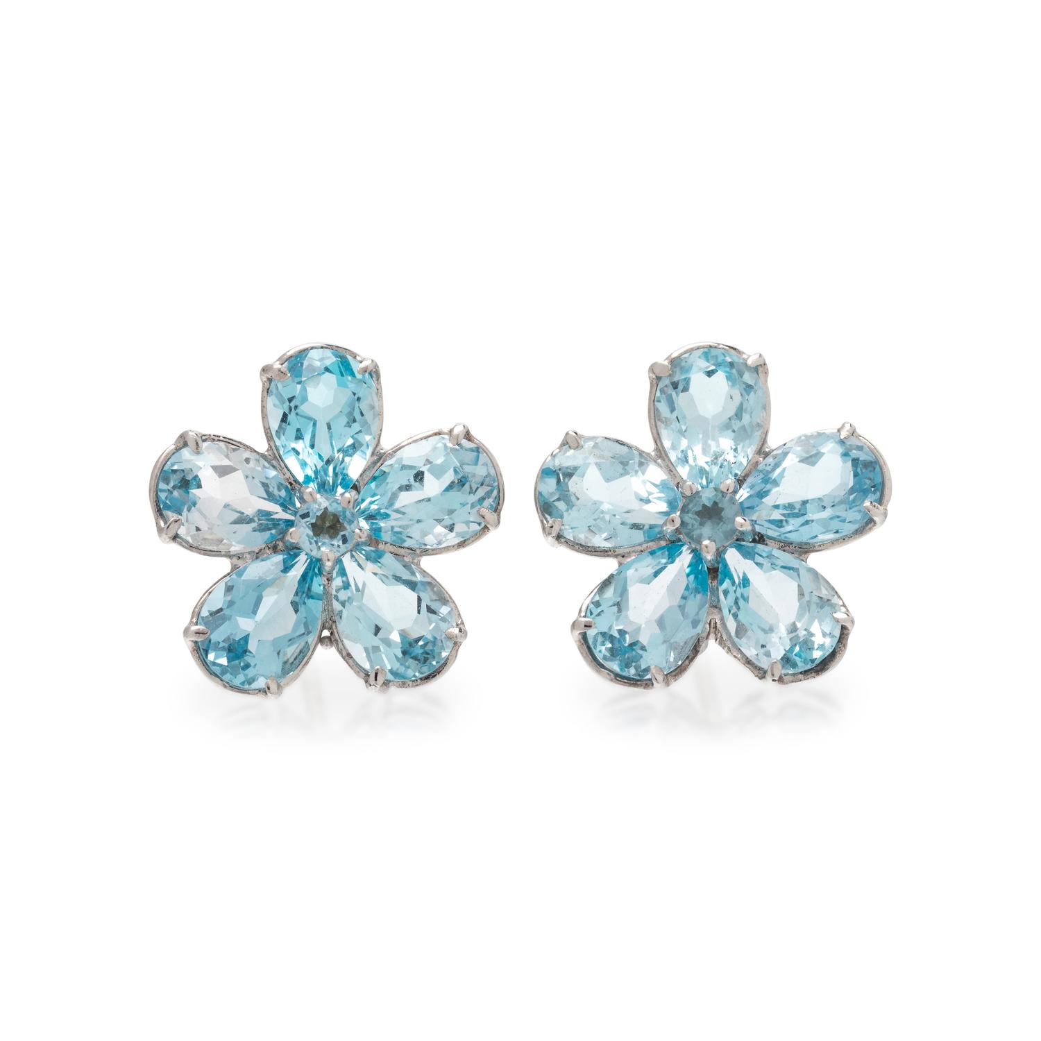 BLUE TOPAZ FLOWER EARRINGS