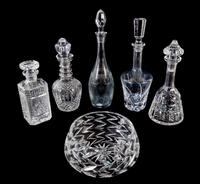 Five Crystal Decanters Height of largest 15 inches. — 20TH CENTURY
