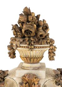 A Louis XVI Carved, Painted and Parcel Gilt Thermometer and Barometer