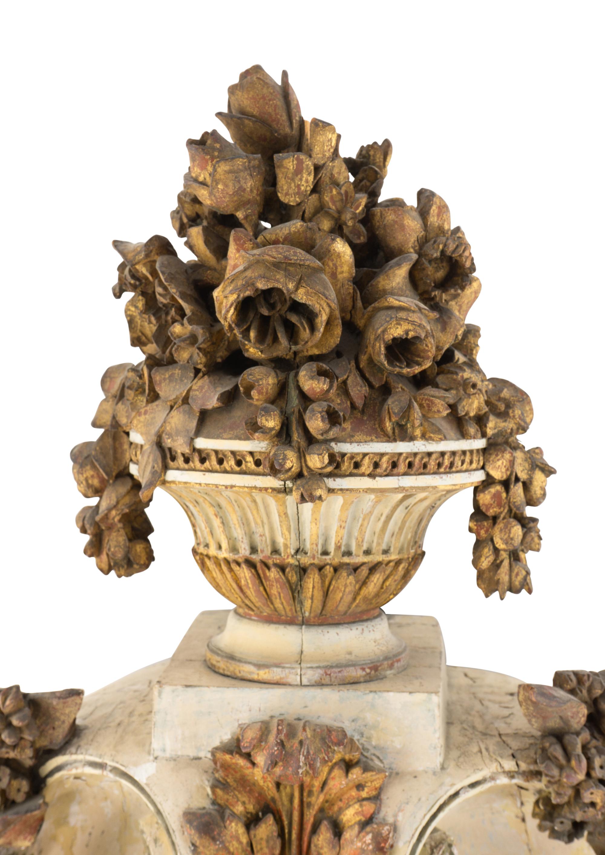 A Louis XVI Carved, Painted and Parcel Gilt Thermometer and Barometer