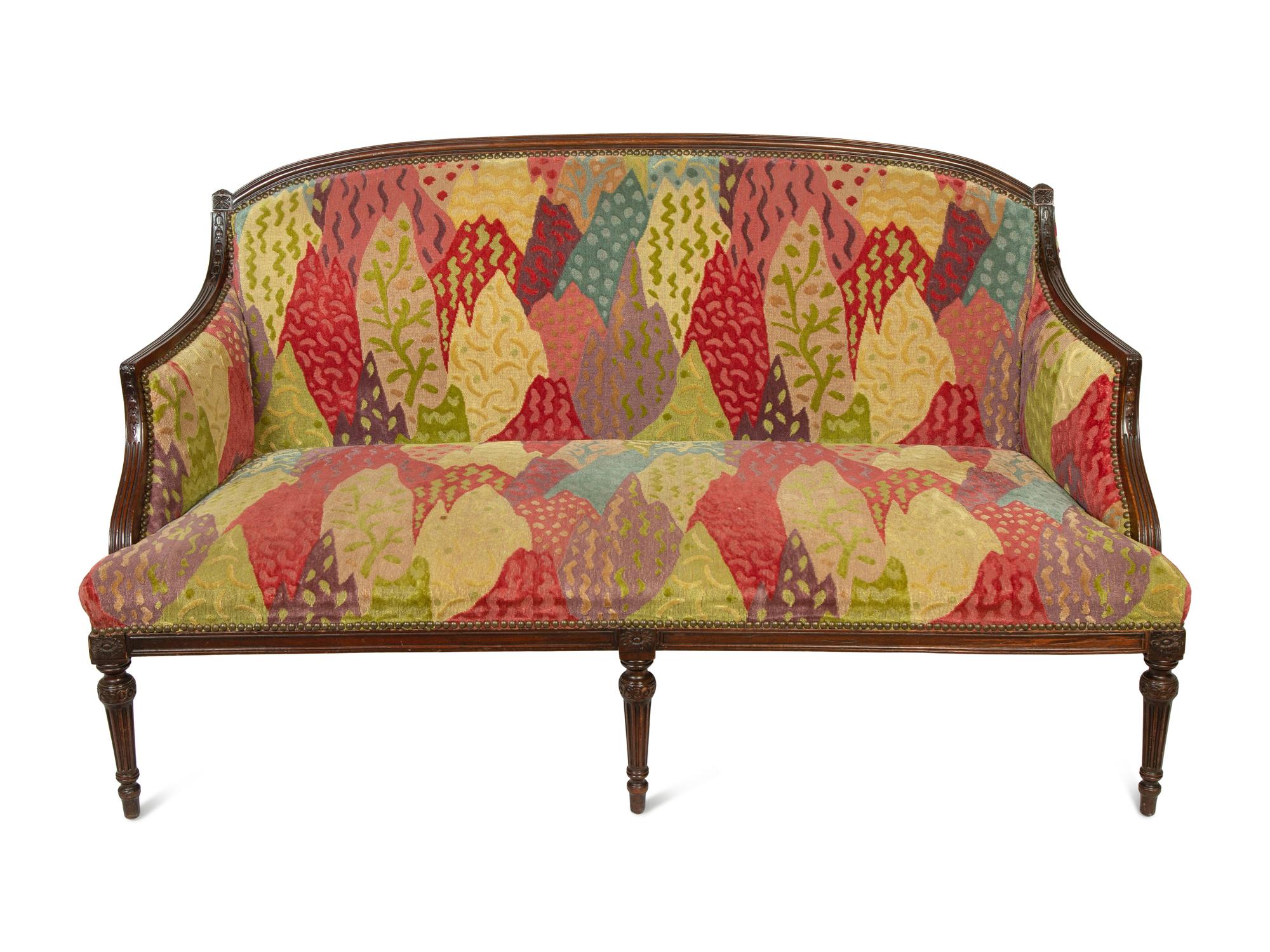 A Pair of Louis XVI Style Mahogany Settees