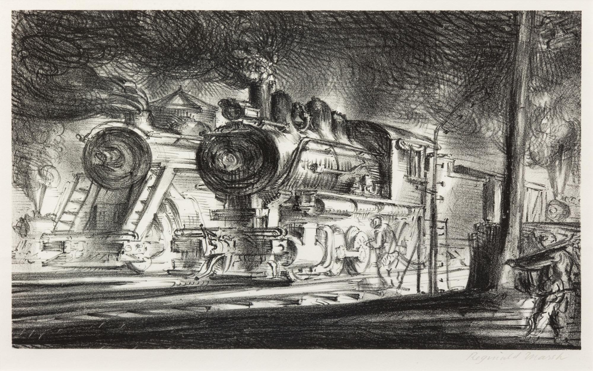 Reginald Marsh, (American, 1898-1954), Switch Engines, Erie Yards, Jersey City, 1947