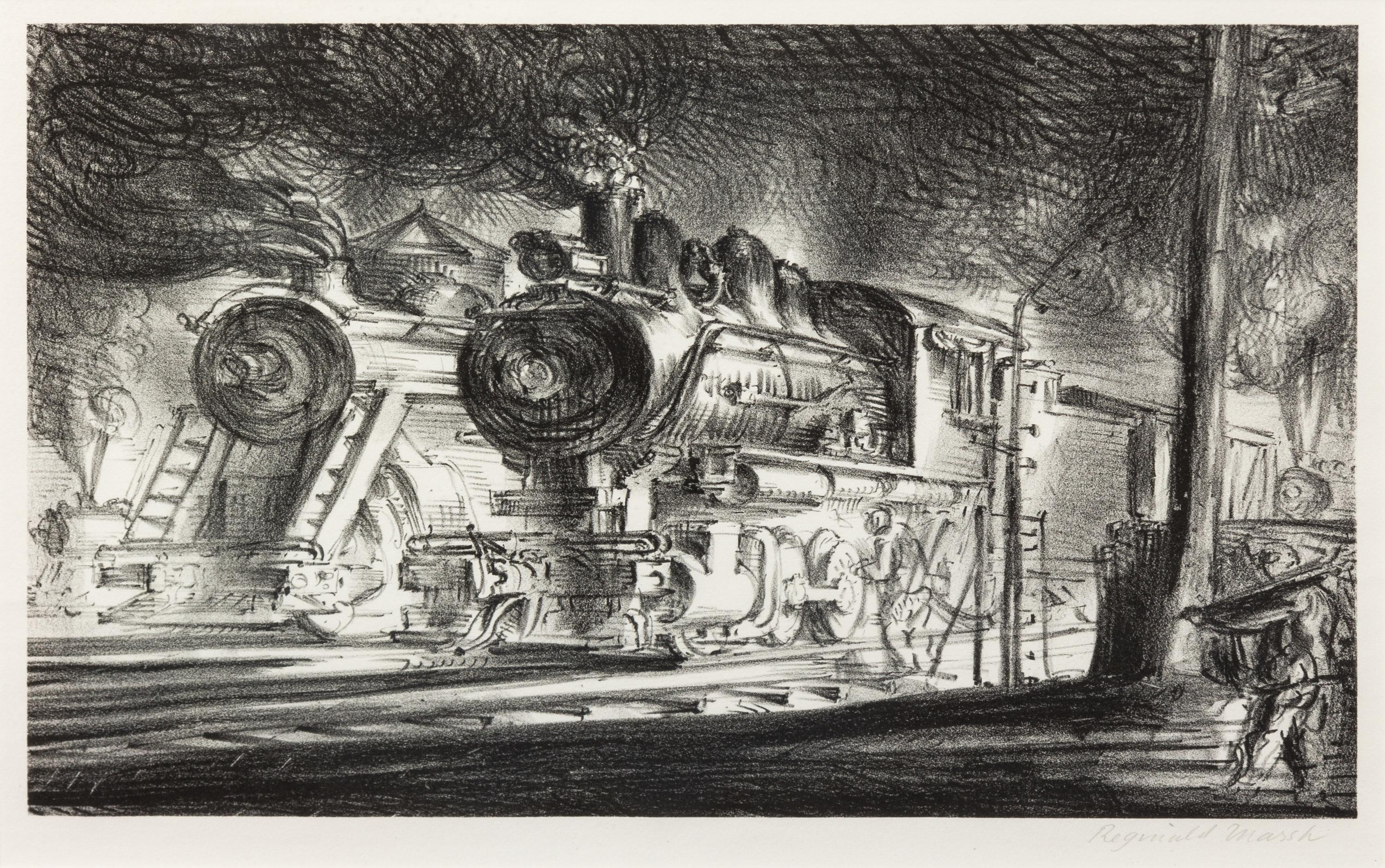 Reginald Marsh, (American, 1898-1954), Switch Engines, Erie Yards, Jersey City, 1947