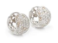 A Pair of 18 Karat White Gold and Diamond Hoop Earrings, 7.60 dwts.