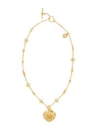 YELLOW GOLD AND DIAMOND STATION NECKLACE WITH HEART PENDANT