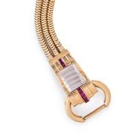 RETRO, ROSE GOLD, ROCK CRYSTAL AND RUBY BRACELET