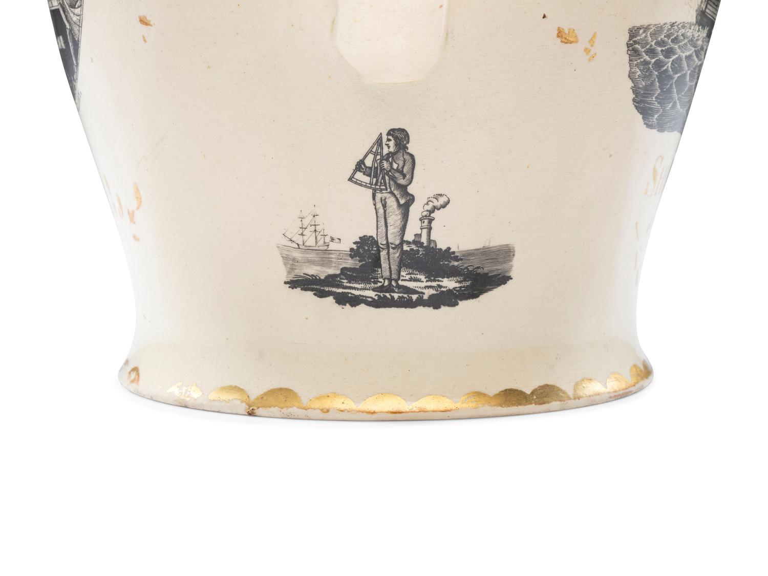 A Liverpool Transfer-Printed Creamware 'Washington in Apotheosis' Pitcher
