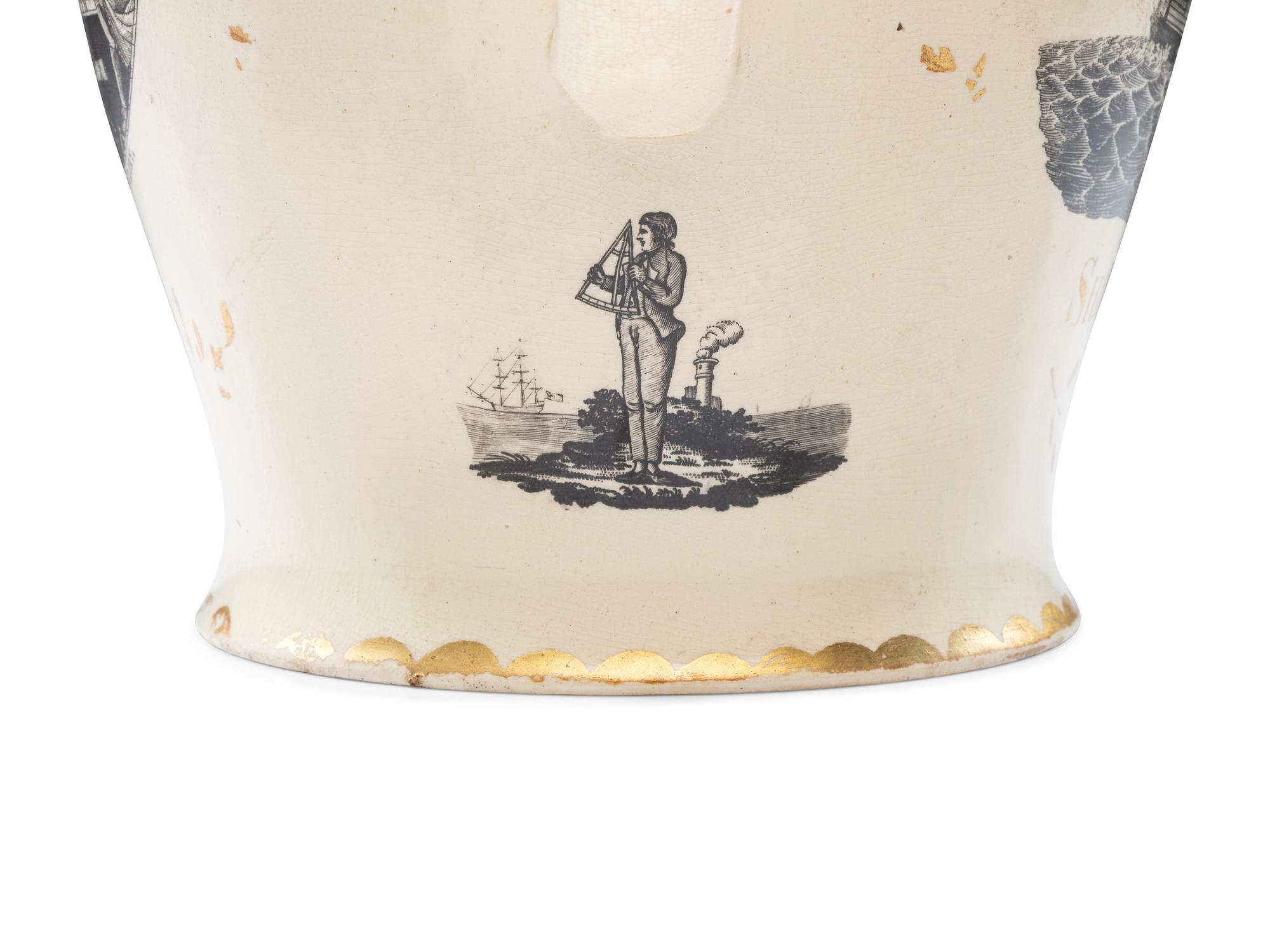 A Liverpool Transfer-Printed Creamware 'Washington in Apotheosis' Pitcher