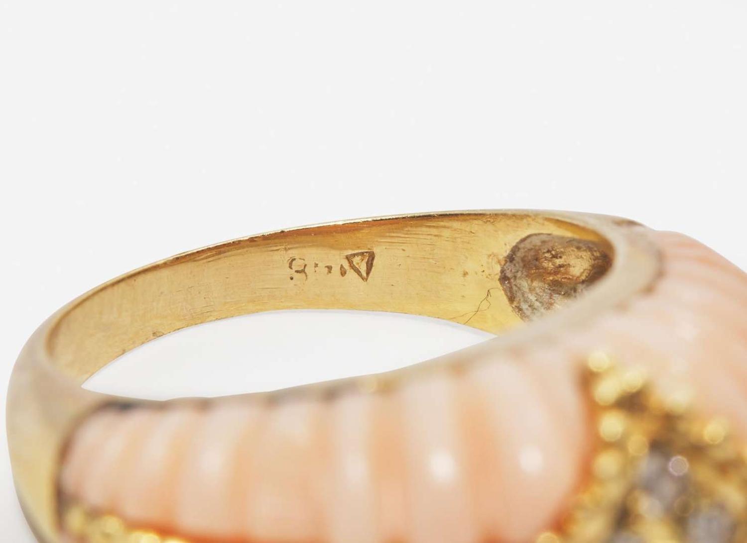 An 18K Yellow Gold and Coral Necklace and Matching Ring