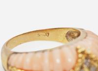 An 18K Yellow Gold and Coral Necklace and Matching Ring