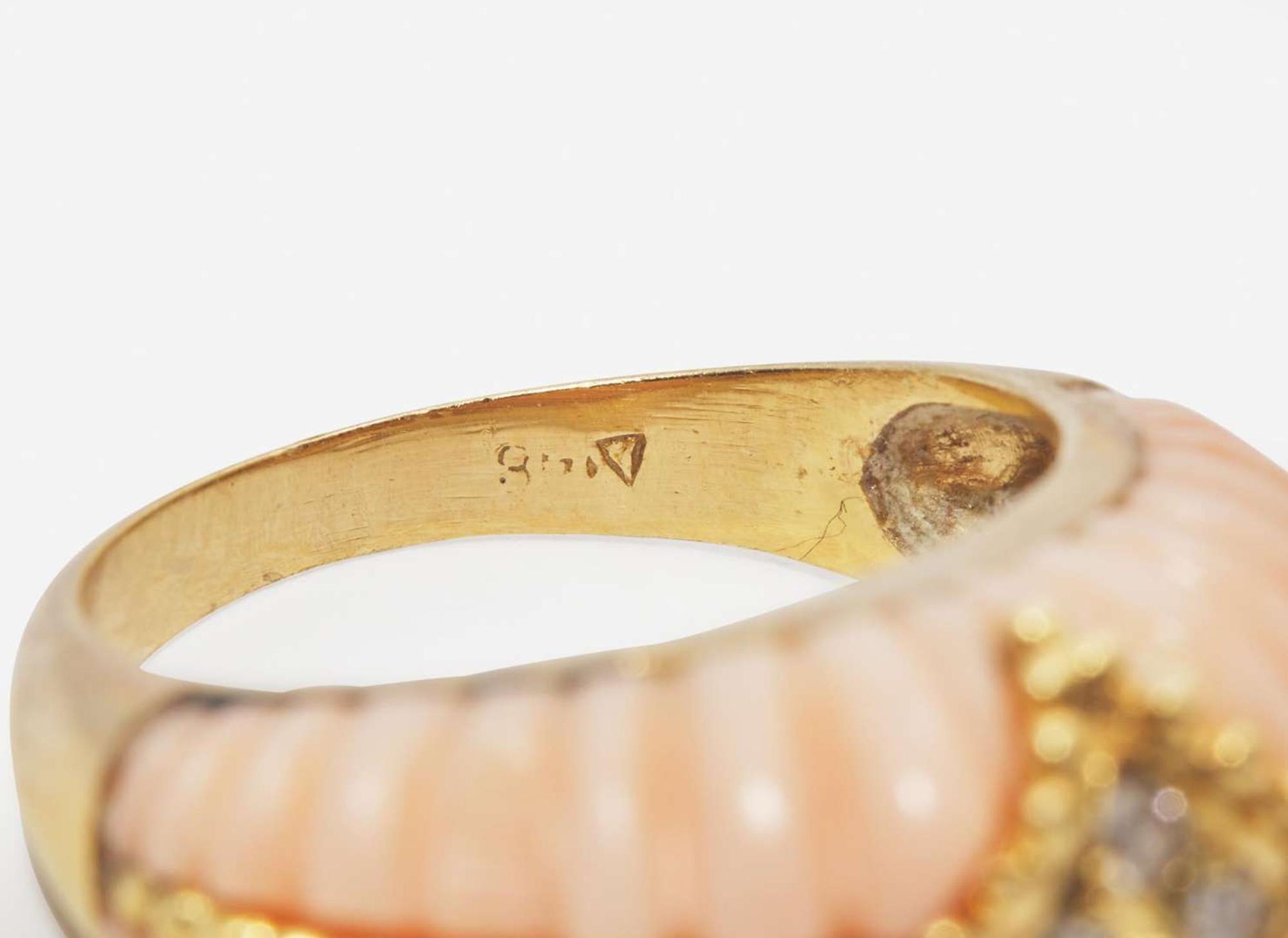 An 18K Yellow Gold and Coral Necklace and Matching Ring