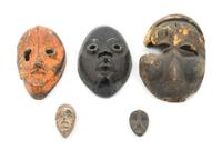 A Group of Five Masks Height of tallest 10 inches. — 19TH/20TH CENTURY