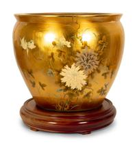 A Chinese Polychrome and Gilt Decorated Porcelain Jardiniere — 20th Century