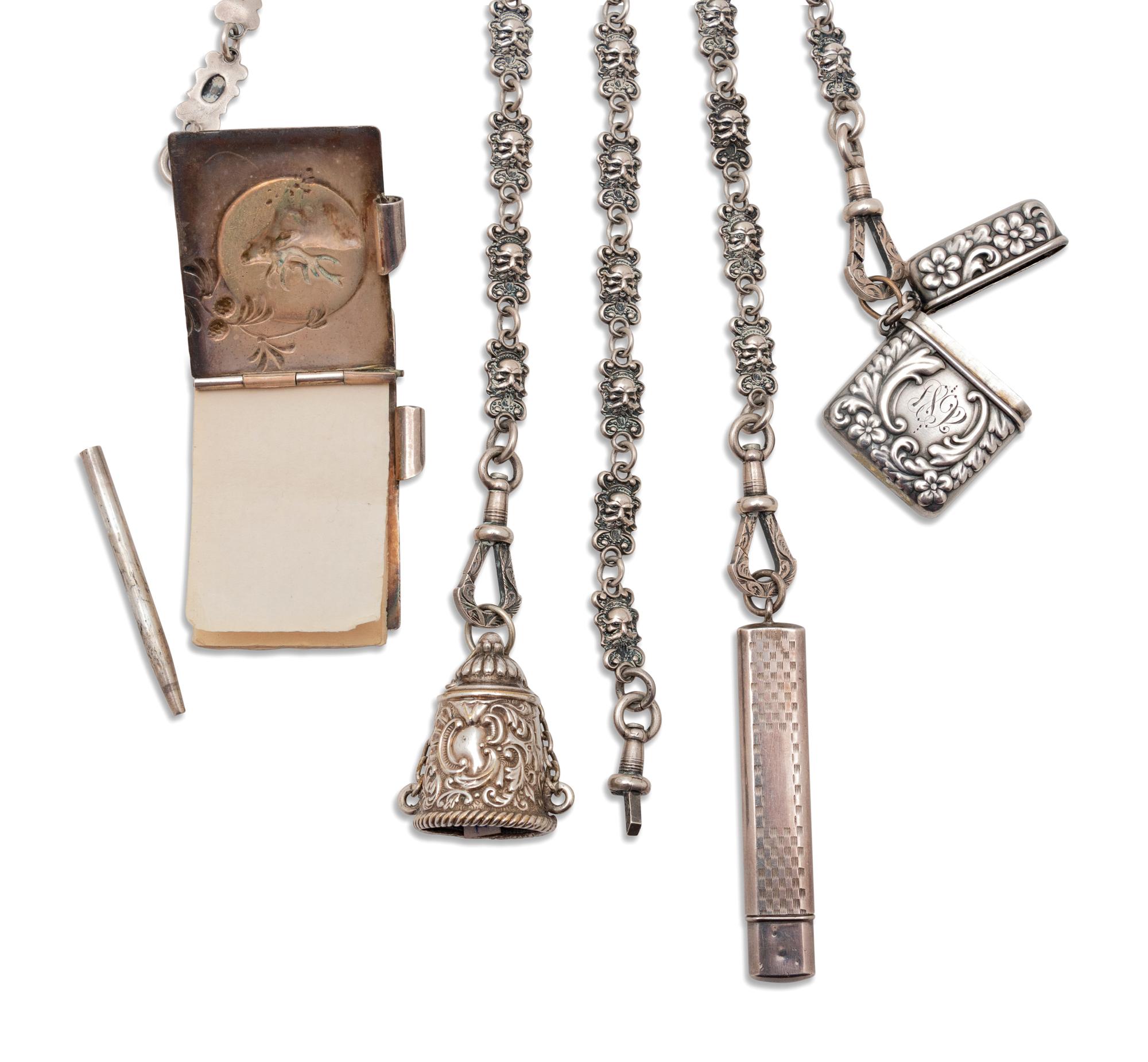 Six Silver and Silver-Plate Chatelaines