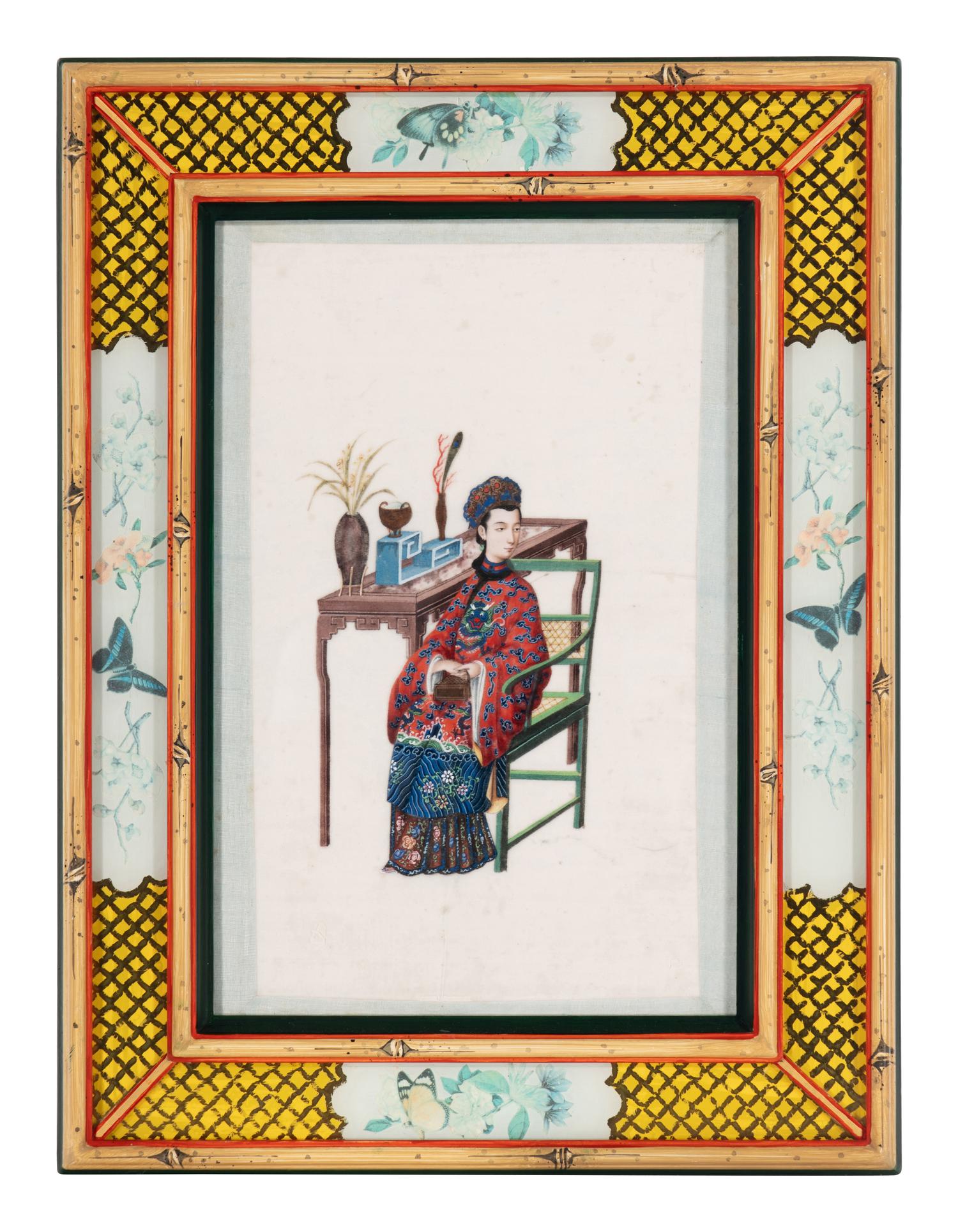 A Set of 12 Chinese Export Pith Paintings, Late 19th/Early 20th Century 清晚期 通草畫人物圖鏡框12幅