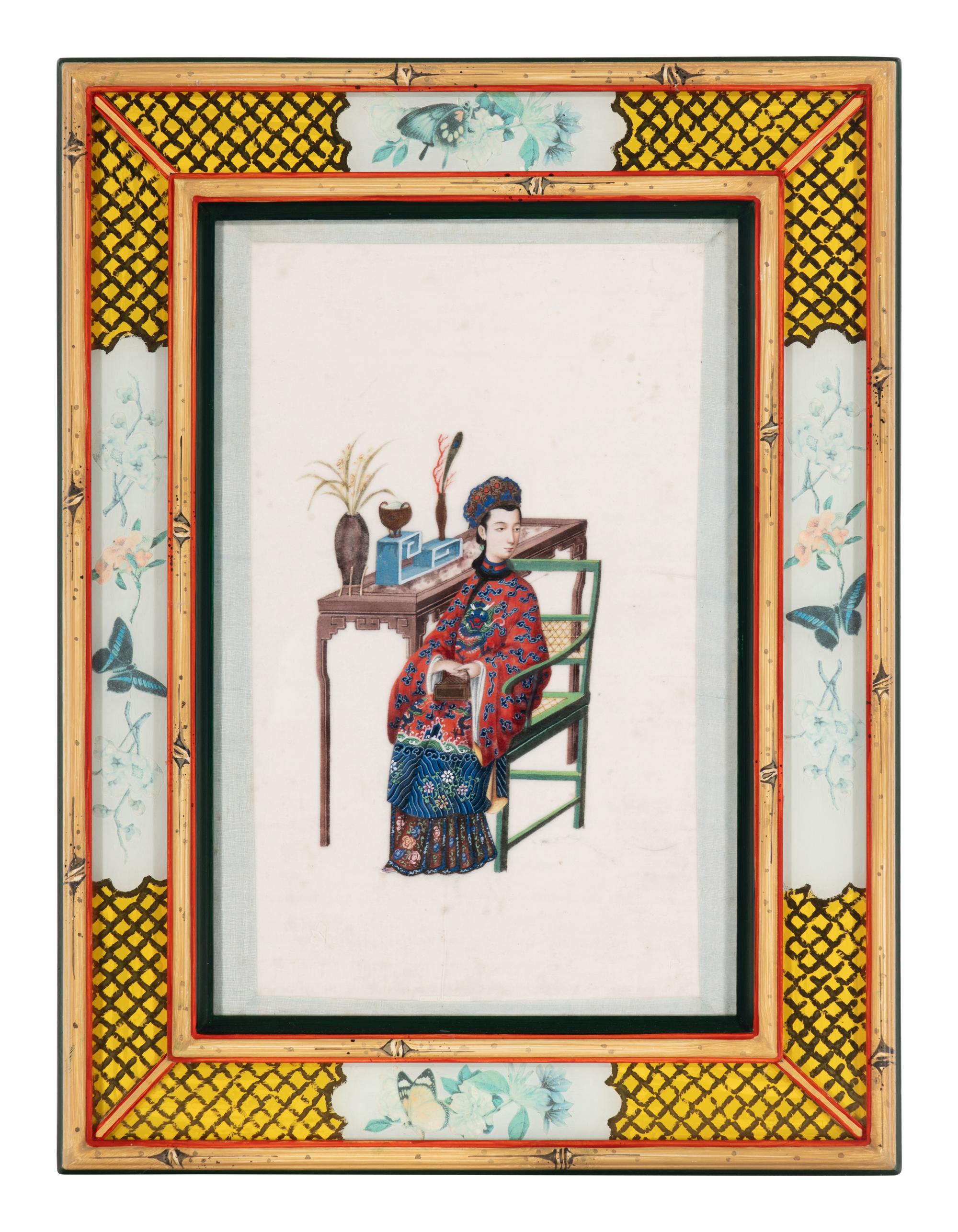A Set of 12 Chinese Export Pith Paintings, Late 19th/Early 20th Century 清晚期 通草畫人物圖鏡框12幅