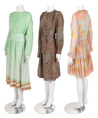 Three Designer Dresses: One Lanvin, One Ted Lapidus, One Larry Aldrich, 1970s