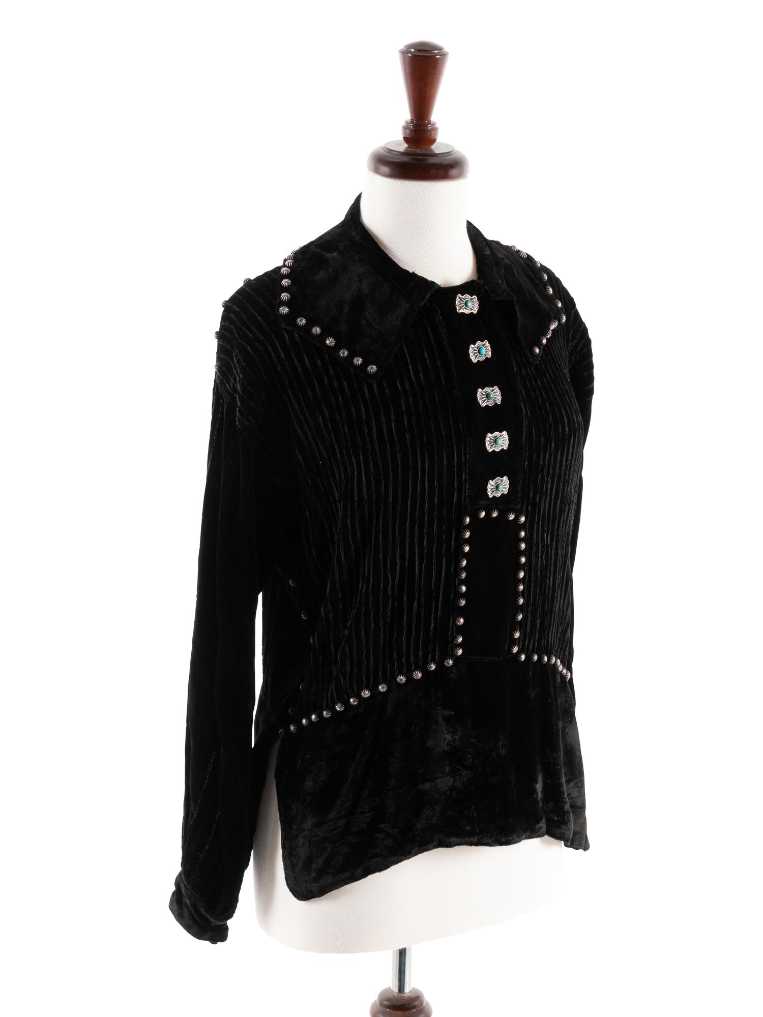 Navajo Velveteen Blouse, with Silver Concha Buttons