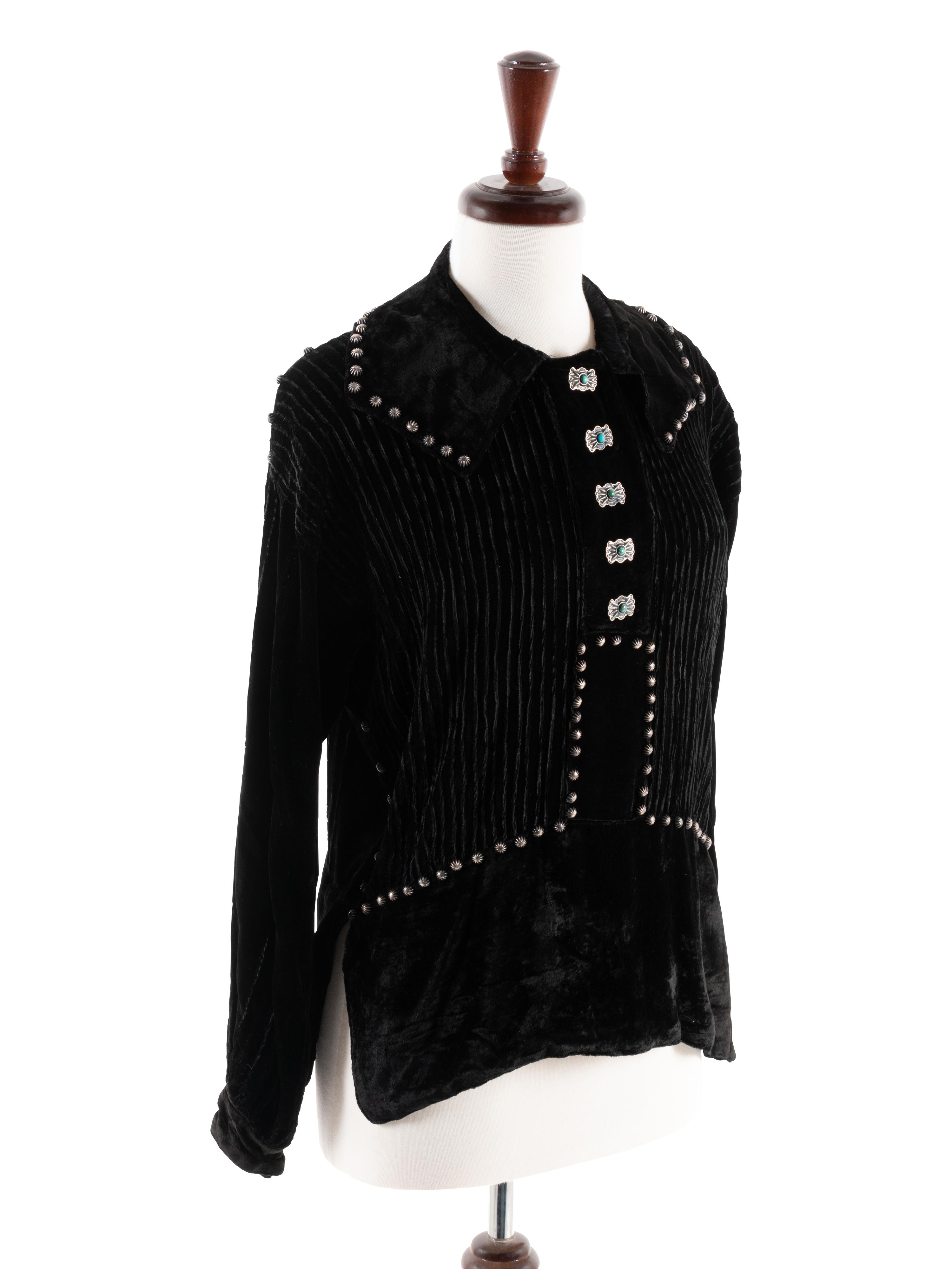 Navajo Velveteen Blouse, with Silver Concha Buttons