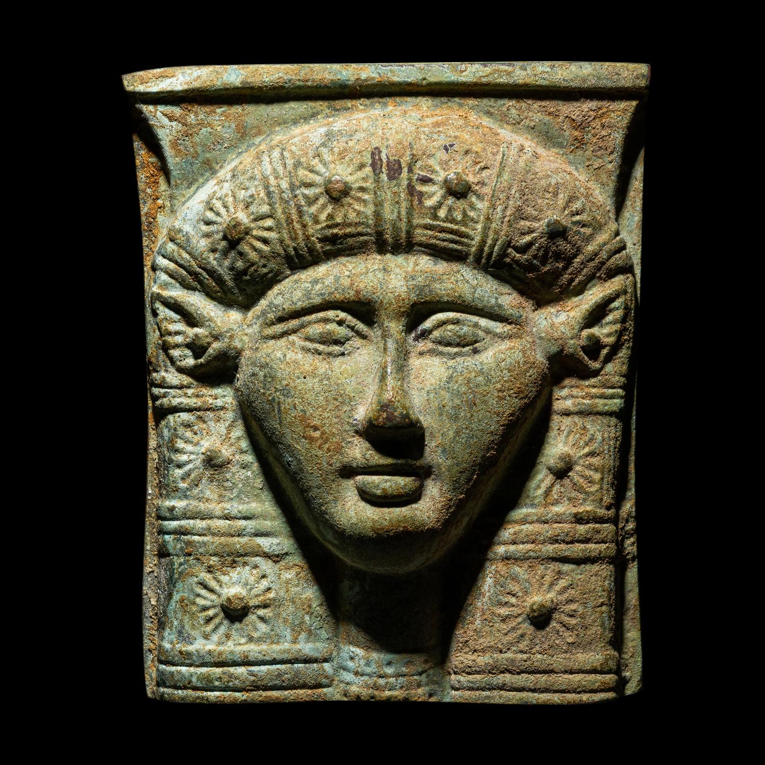 An Egyptian Bronze Inlay of Hathor