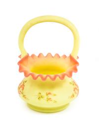 An Enameled Burmese Glass Basket Height 6 1/2 inches