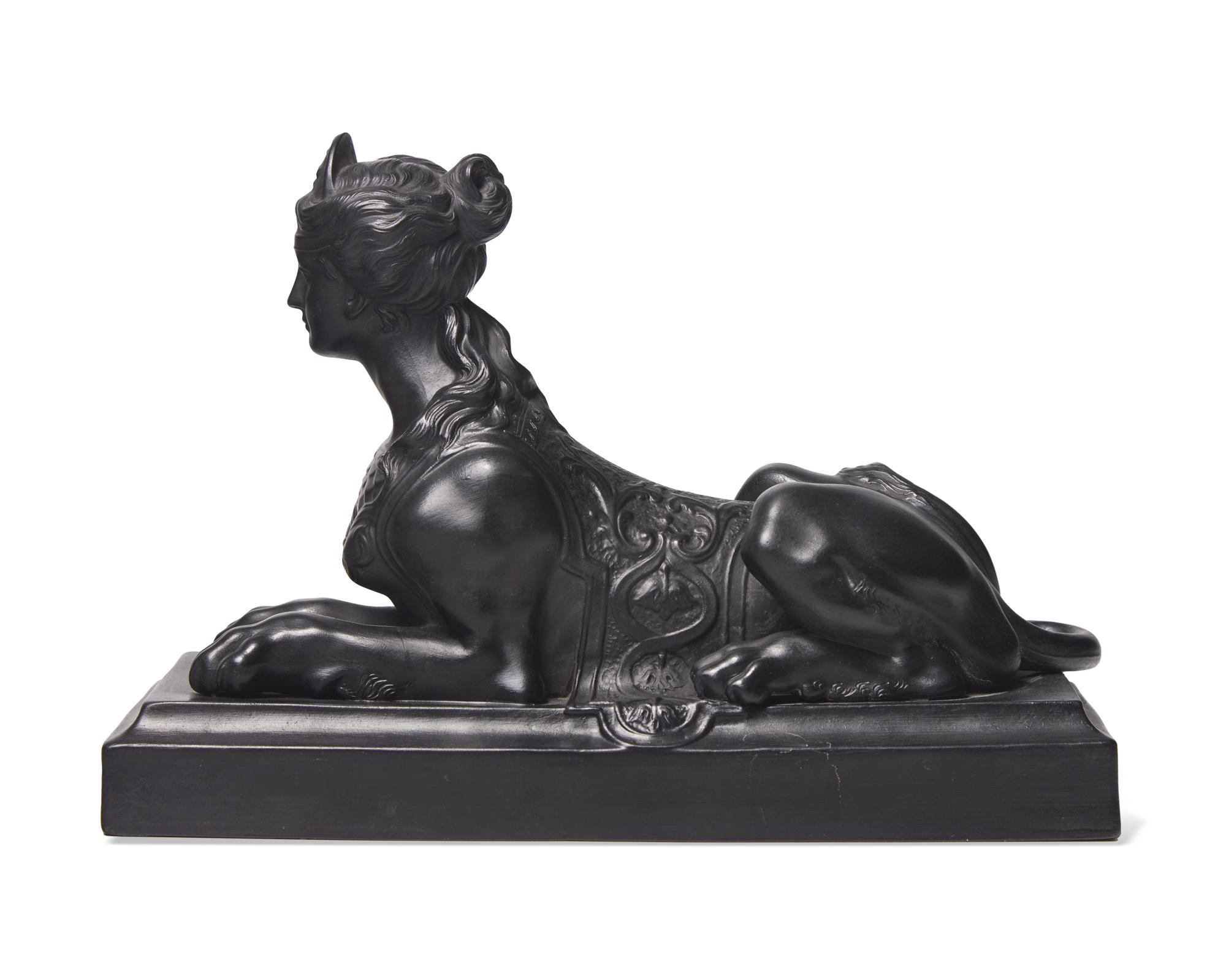 A Wedgwood Black Basalt Grecian Sphinx
