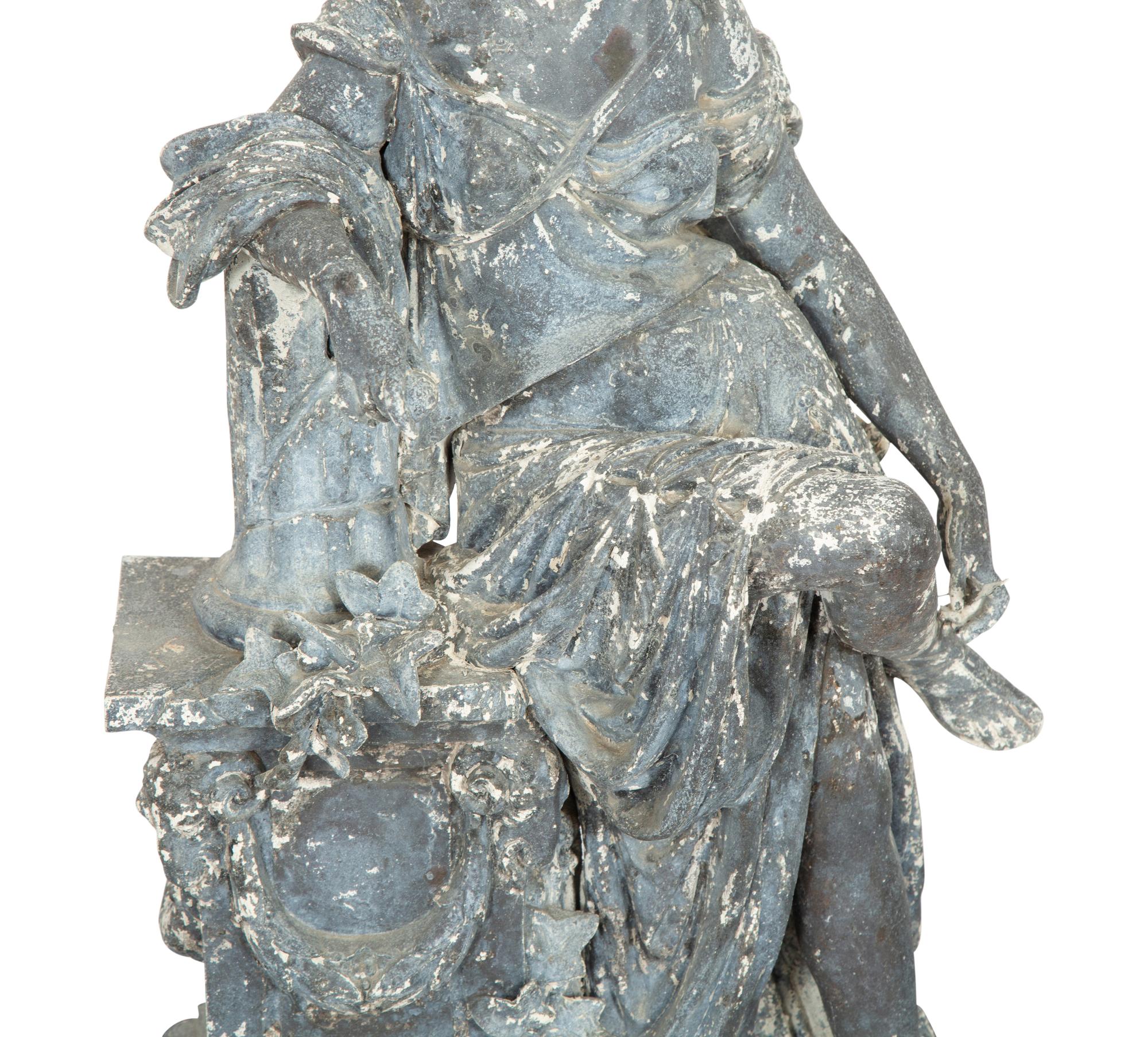 A Painted Zinc Neoclassical Statuette