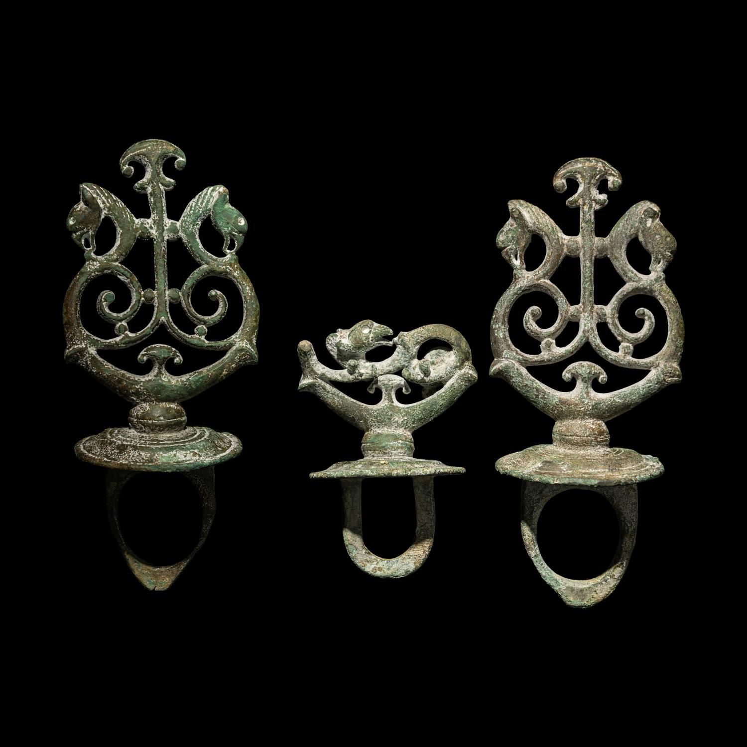 Three Romano-Celtic Bronze Chariot Attachments