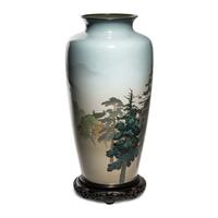 An Impressive Pair of Large Japanese Cloisonné Presentation Vases, Ando Jubei Studio, Late Meiji to Taisho Period — 日本明治-大正時期 安藤七寶店七寶燒花瓶一對