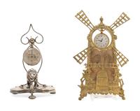 An English Silver Plated Pocket Watch Stand and Pocket Watch by M J Tobias & Co., Liverpool