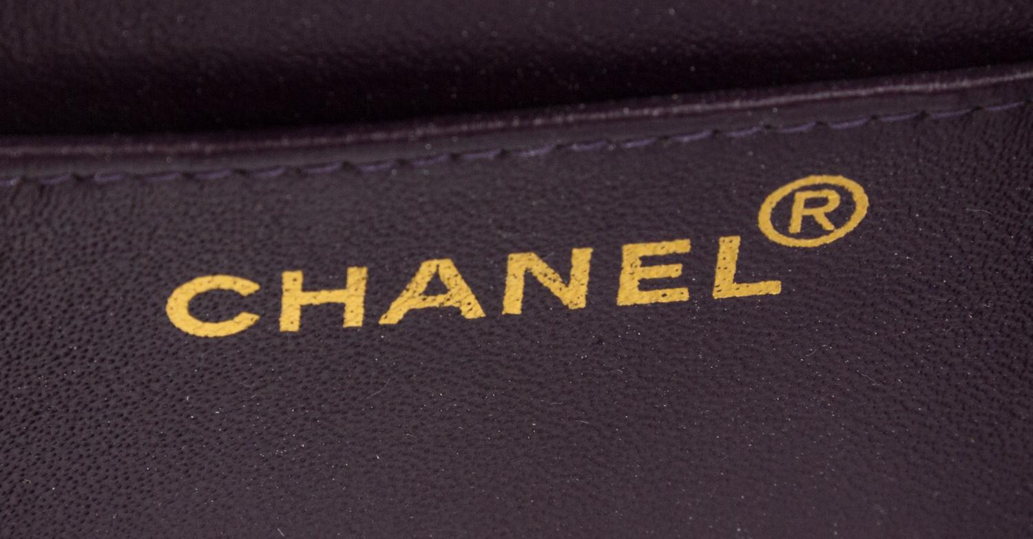 A Chanel Purple Suede Quilted Small Flap Handbag, 6.5" x 5.5" x 2.5".