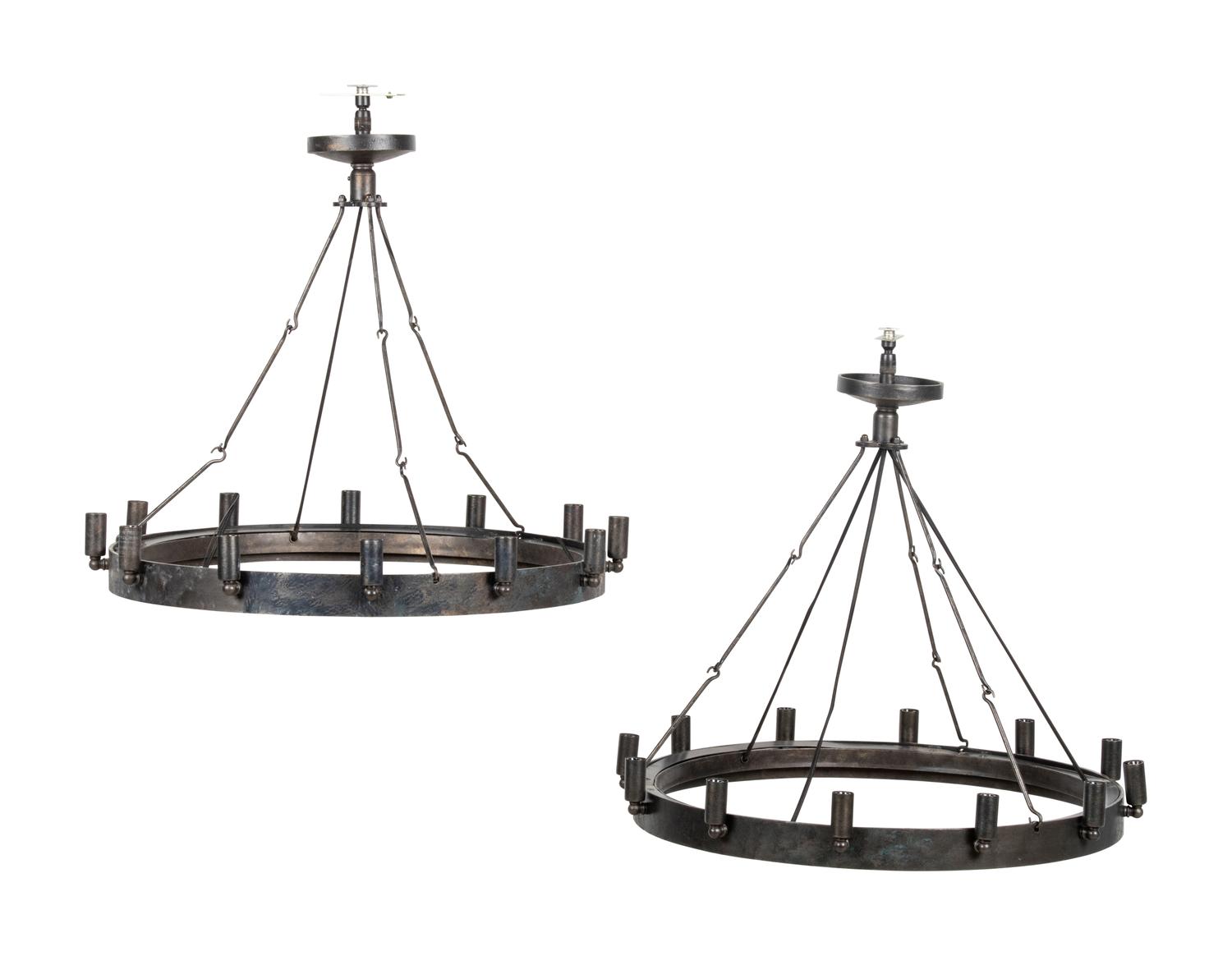 A Set of Four Twelve-Light Ring Fixtures