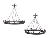 A Set of Four Twelve-Light Ring Fixtures
