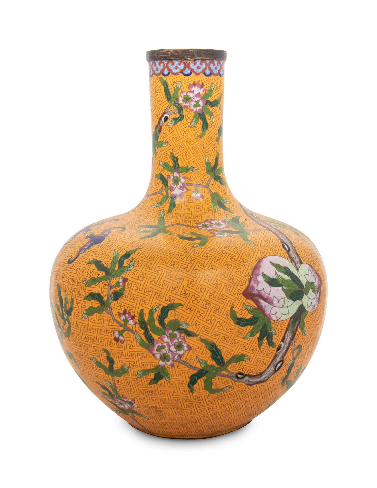 A Large Cloisonné Enamel Vase, Tianqiuping