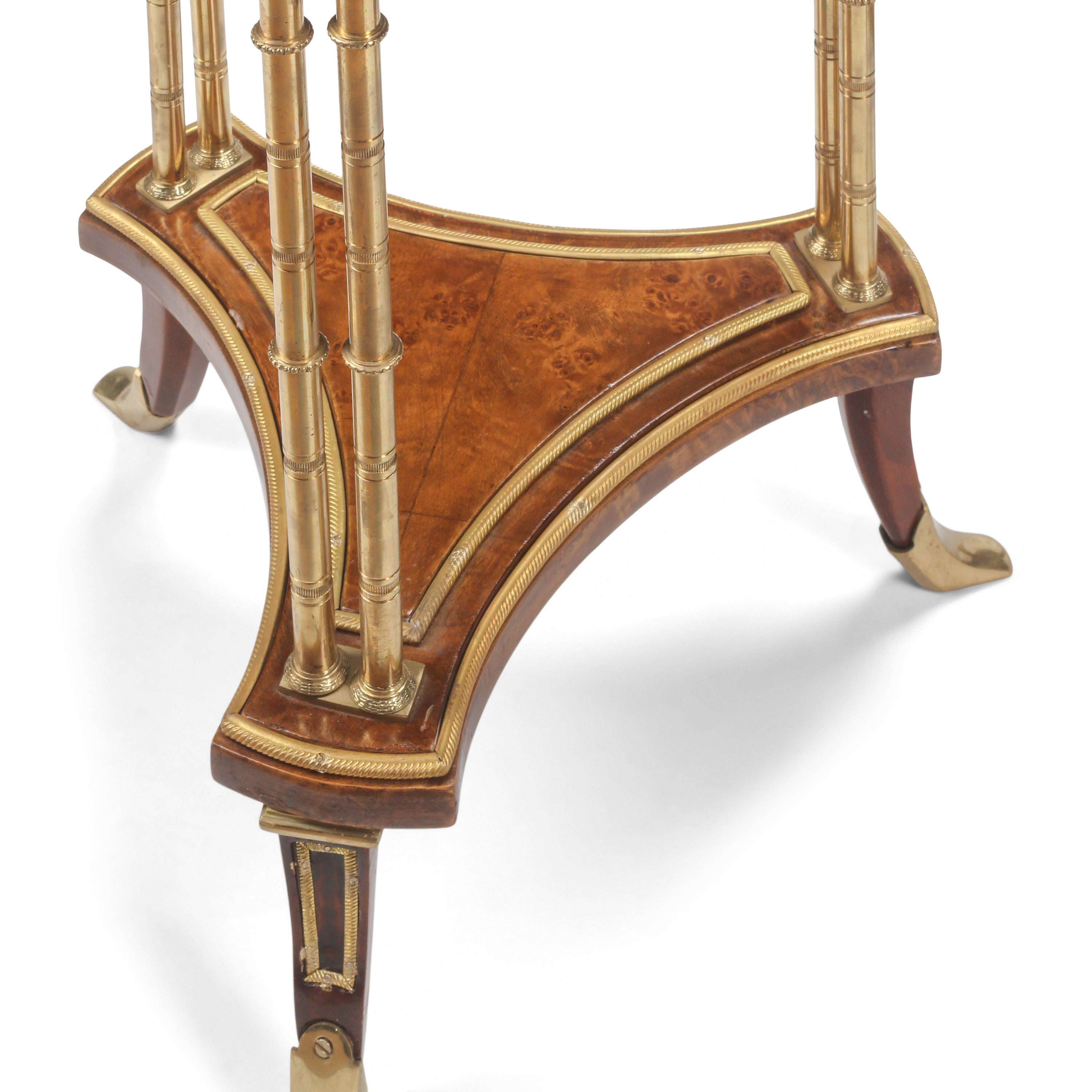 A Pair of Neoclassical Style Gilt Bronze and Tiger's Eye Tables