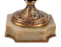 A Pair of Gilt Bronze Mounted Sèvres Style Porcelain, Onyx and Champlevé Urns