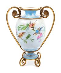 A Bristol Gilt Metal Mounted Enameled Glass Vase