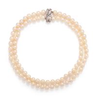 CULTURED PEARL AND DIAMOND NECKLACE