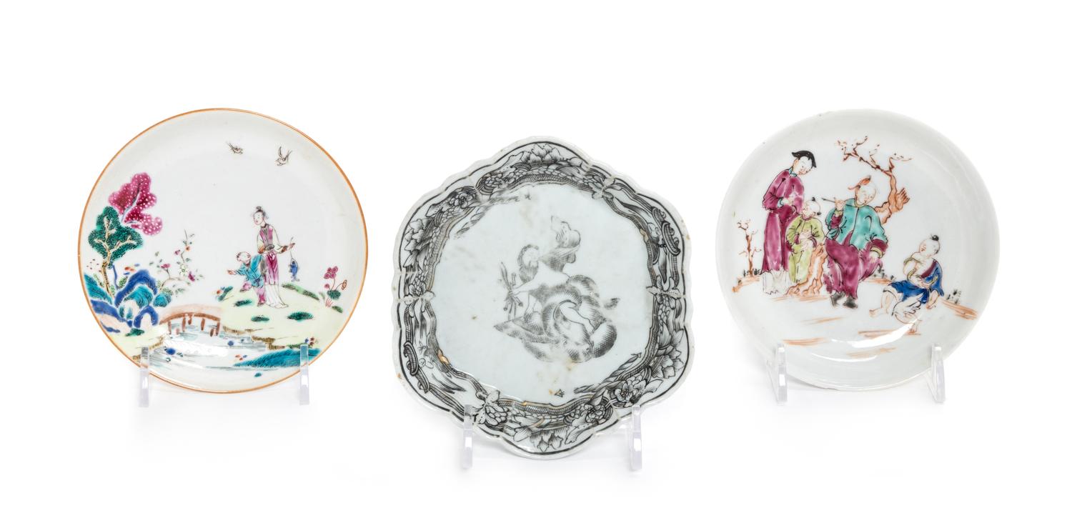 Three Chinese Export Porcelain Saucer Dishes Diameter of largest 5 1/2 inches. — 18TH-19TH CENTURY