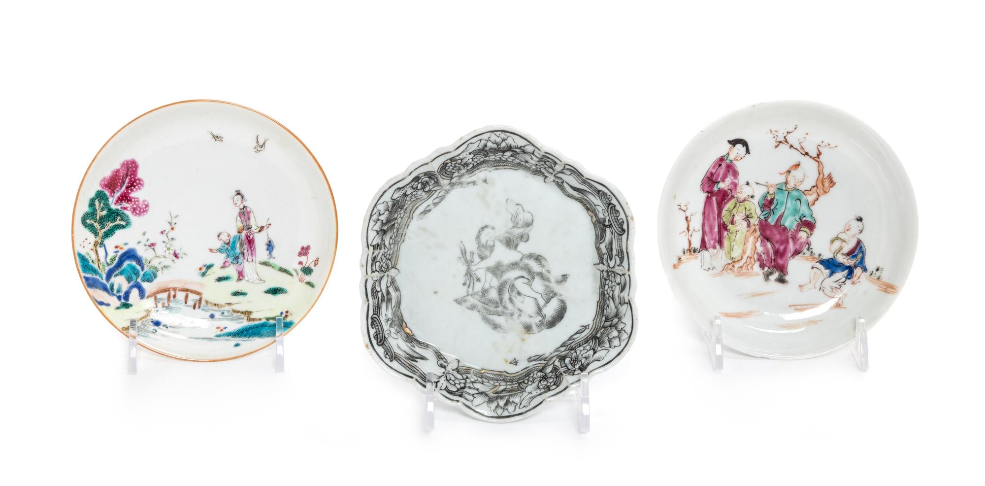 Three Chinese Export Porcelain Saucer Dishes Diameter of largest 5 1/2 inches. — 18TH-19TH CENTURY