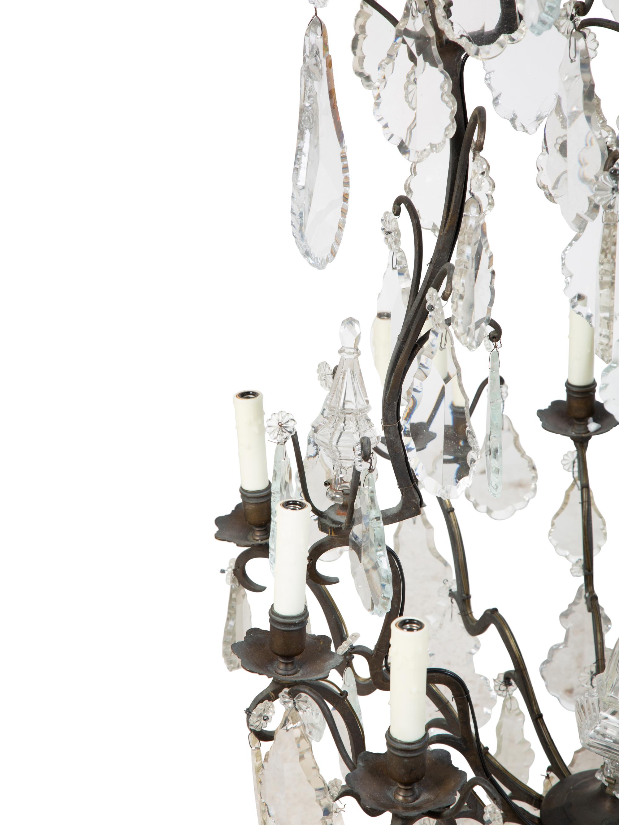 A Louis XV Style Bronze and Glass Nine-Light Chandelier — EARLY 20TH CENTURY